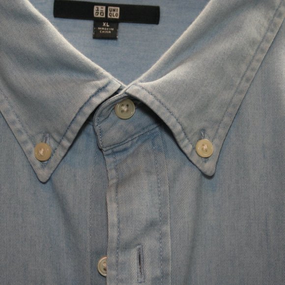 XL Uniqlo Cotton Chambray Button Down Shirt - Picture 3 of 8